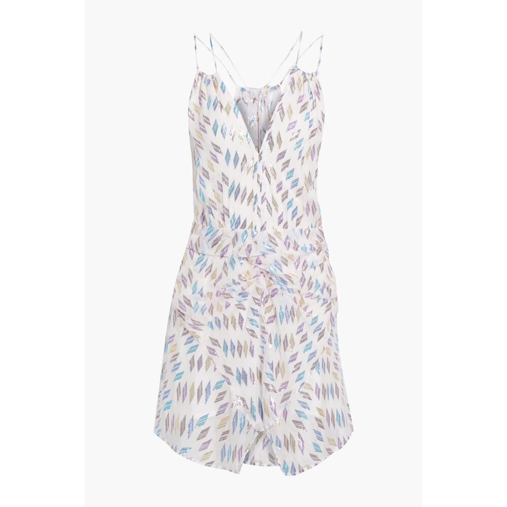 IRO Cherrie Metallic Mini Party Dress White Multicolor, Size 38 (US 6)‎